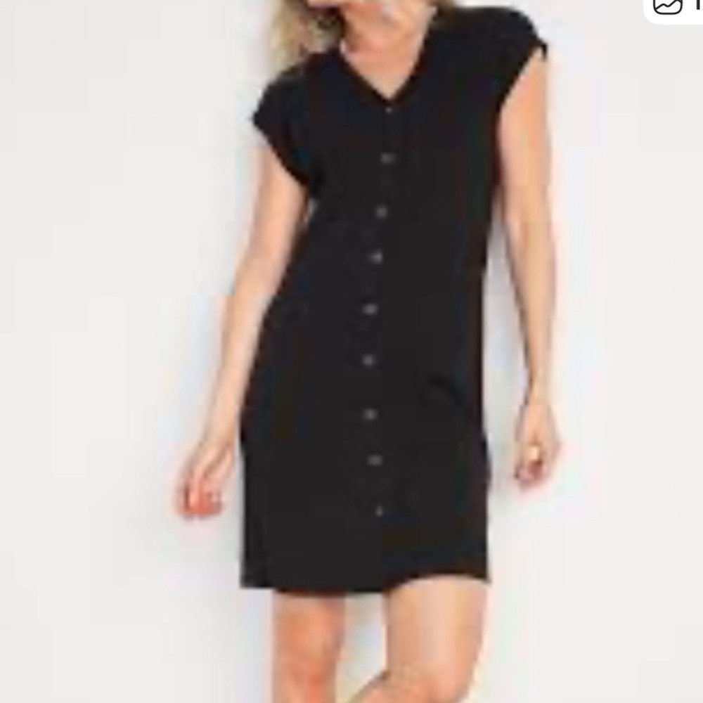 NWT Old Navy Black Button-Front Mini Dress